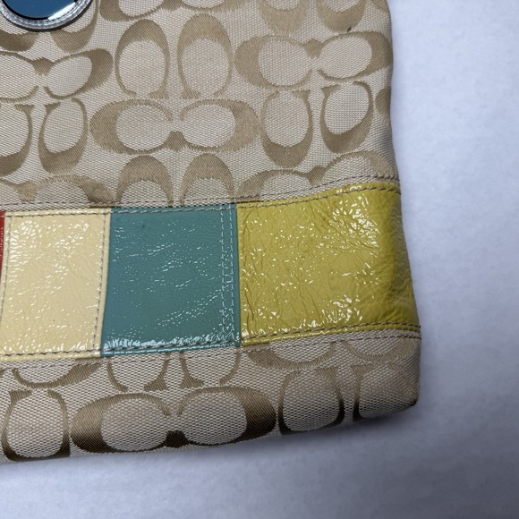 Coach Y2K Khaki Logo Color Block Stripe Crossbody Bag F17441 Adjustable Strap - Picture 6 of 12